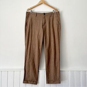 GAP Khaki Linen Blend Cuffed Pants Size 36 x 34